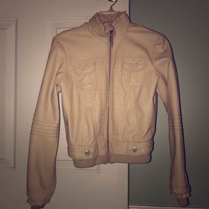 Cream Leather Jacket